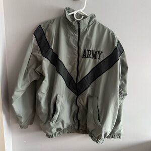 US Army IPFU Physical Fitness Jacket Gray Black Medium Long